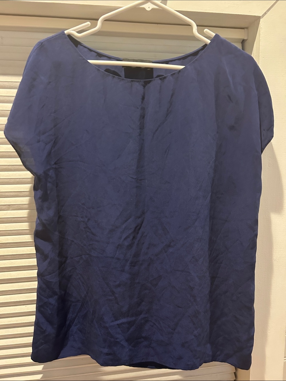 Thakoon 100% Silk Top Navy Blue Cap Sleeve Boxy Blouse Womens Size 4
